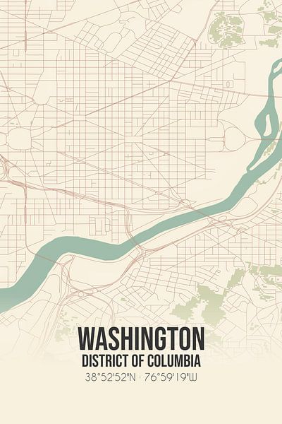 Carte ancienne de Washington (District de Columbia), Etats-Unis. par Affiches de lieux