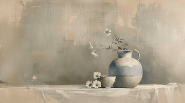 Japandi style still life in white by Japandi Art Studio