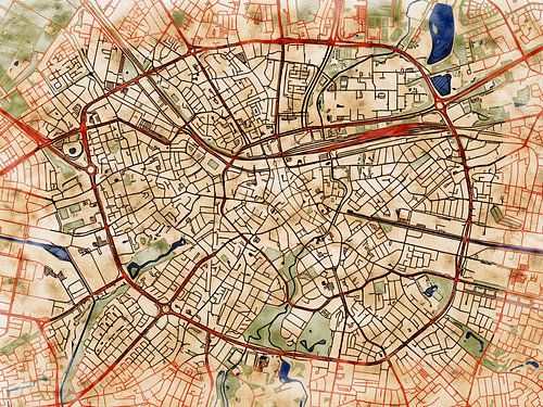 Kaart van Eindhoven in de stijl 'Serene Summer'