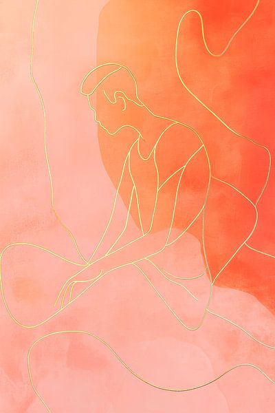 Tanzende Silhouette in warmen Farben von Poster Art Shop