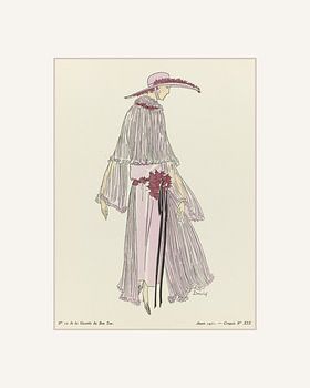 Zomerjurk Art Deco | Een drieluik | Zomerse, lente pastel en Art Deco Fashion prent | Historische ad