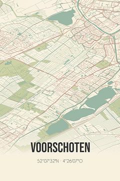 Vintage landkaart van Voorschoten (Zuid-Holland) van Rezona
