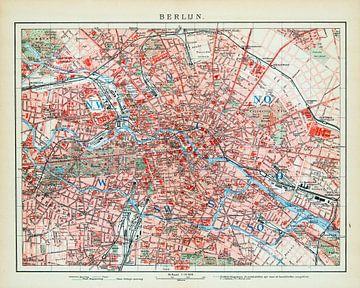 Vintage kaart Berlijn ca. 1900 van Studio Wunderkammer