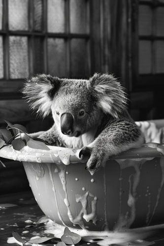 Ontspannen koala in de badkamer - een charmante badkamerfoto voor je toilet