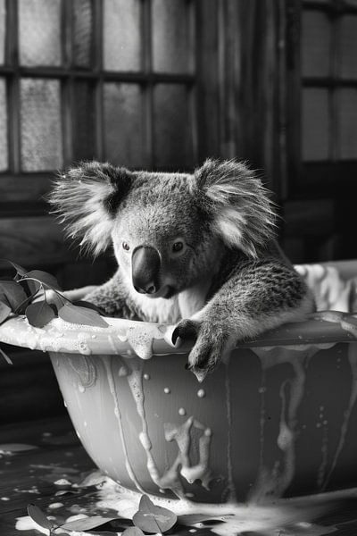Koala détendu dans la salle de bain - Un charmant tableau de salle de bain pour vos toilettes par Poster Art Shop