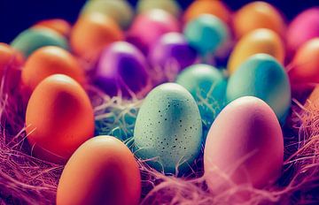 Buntes Osternest mit Eiern Illustration von Animaflora PicsStock