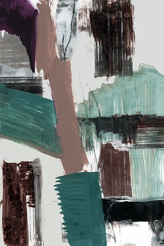 Abstracte blauwgroene penseelstreken