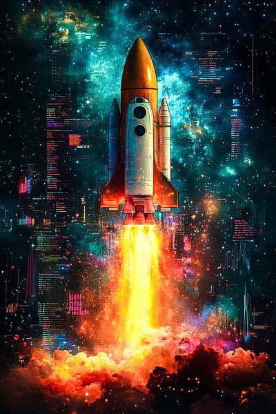 Fusée futuriste décollant dans l'espace par Imperial Art House