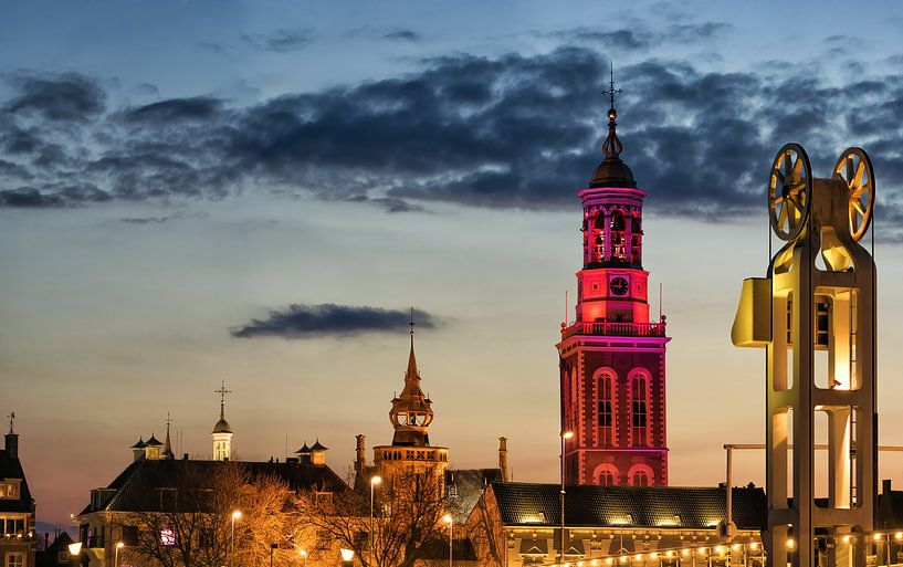 Neue Turm in Kampen am Abend von Sjoerd van der Wal Fotografie