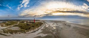 Texel von oben | Höhenaufnahme Eierland-Leuchtturm und Texeler Dünen als Panorama