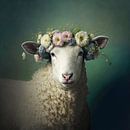 Zomers Flower Power schaap van Vlindertuin Art thumbnail