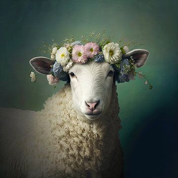 Sommerliche Flower-Power-Schafe von Vlindertuin Art