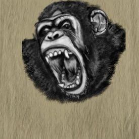Een schreeuwende chimpansee aap van Jos Laarhuis