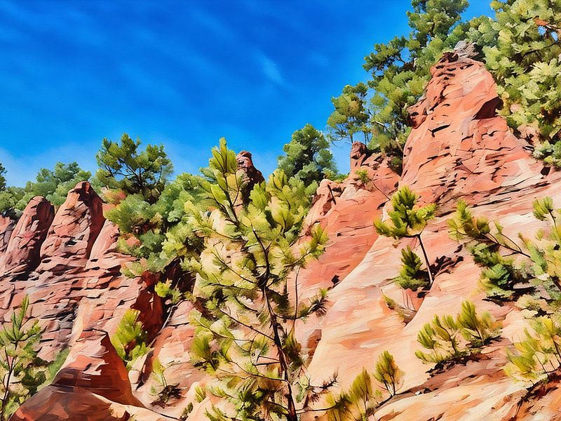 Oker Land Majestic Cliff Forest van Sergio Pazzano