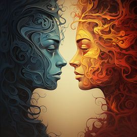 2 gezichten water en vuur van TheXclusive Art
