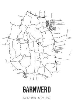Garnwerd (Groningen) | Landkaart | Zwart-wit van MijnStadsPoster