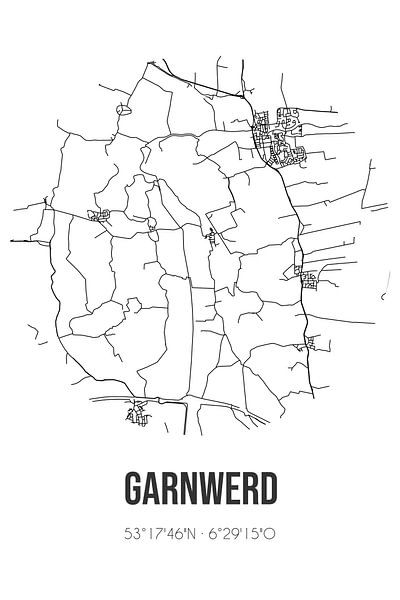 Garnwerd (Groningen) | Landkaart | Zwart-wit van Stad & Wand