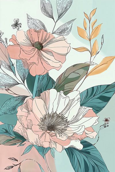 Flore vintage aux tons pastel n° 1 par Studio BB