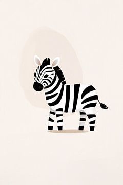 Minimalistische zebra illustratie zwart-wit van Art & Soul Creations