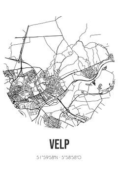 Velp (Gelderland) | Landkaart | Zwart-wit van MijnStadsPoster