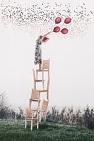 Motivational Image Manipulation Portrait - Perseverance and Inspiration Wall Decoration