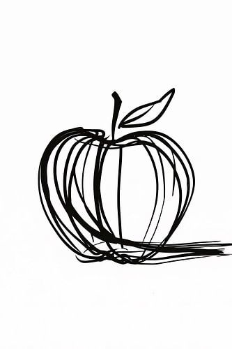 Eenvoudige Zwarte Lijnen Appel Illustratie