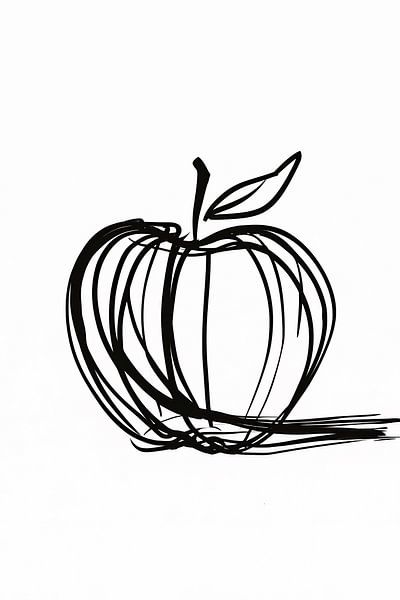 Simple Black Lines Apple Illustration by Art & Soul Creations