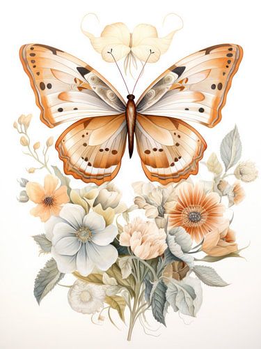 Butterfly with Flowers