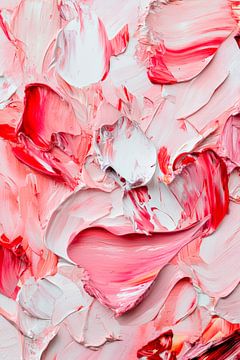 Rood en wit acrylschilderij - Abstract van Poster Art Shop