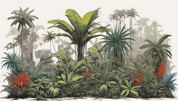 Klassiek regenwoud met palmbomen
