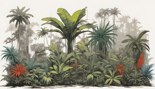 Klassiek regenwoud met palmbomen