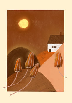 Maison d'automne sur la colline