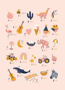 Alphabet-Poster Kinderzimmer rosa von Karin van der Vegt