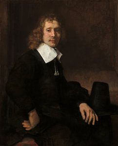 Rembrandt van Rijn, Ein junger Mann an einem Tisch sitzend (möglicherweise Govaert Flinck), um 1660