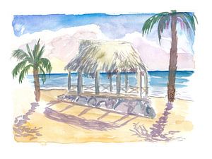 Tropische Tiki-Strandhütte auf den Fidschi-Inseln