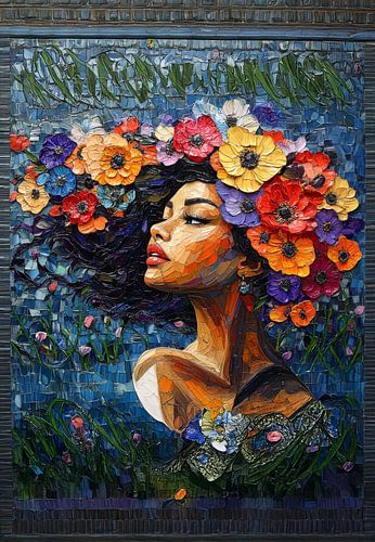 vrouw met bloemen metropolitan