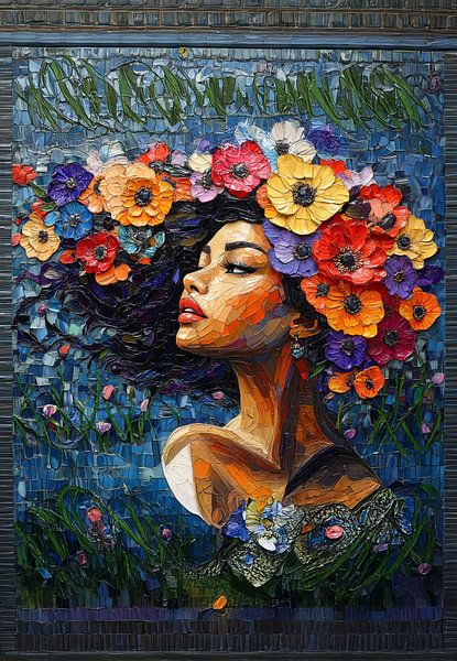 Frau mit Blumen Großstädterin von Egon Zitter