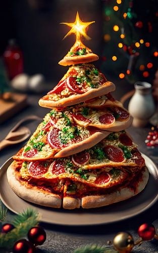 Pizza kerstboom