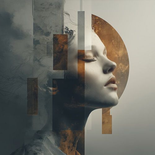 Colour play of the soul - Experimental portrait collage in earth tones