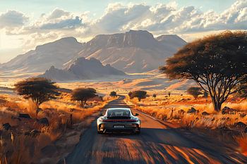 A Porsche 911 GT3 through African landscape
