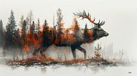 multiple exposure tussen dier en natuur van Gelissen Artworks thumbnail