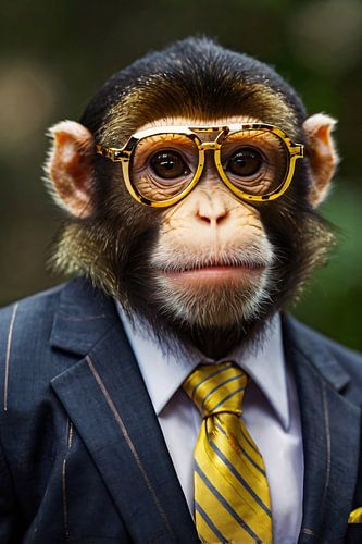 Stijlvolle aap met bril