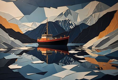 Vissersboot in een Noors fjord