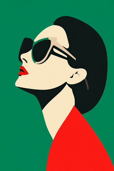 Elegance in green - Stylish muse by Poster Art Shop