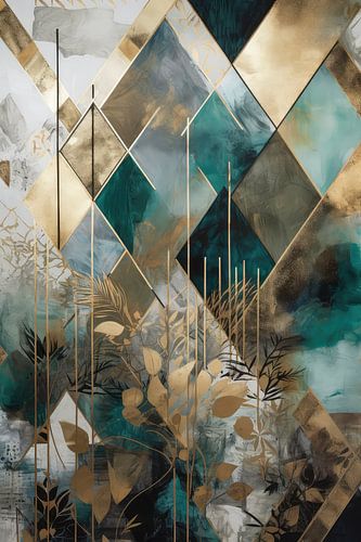 Natuurlijke Geometrieën in groen goud en zwart