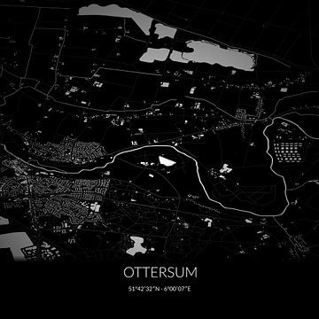 Zwart-witte landkaart van Ottersum, Limburg. van Rezona