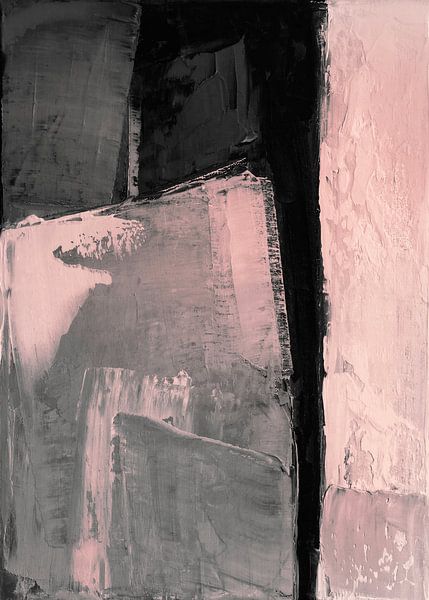 Blush and Black Abstract Painting by Ela Szczepaniak