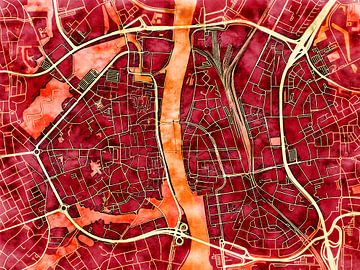 Kaart van Maastricht in de stijl 'Amber Autumn' van Maporia