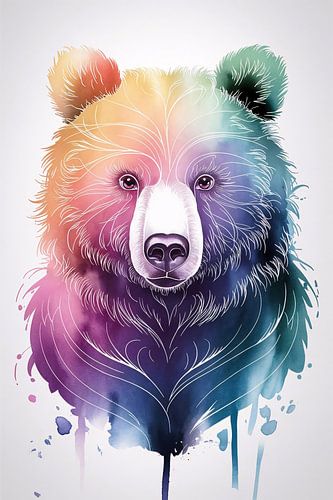 Kleurrijke abstracte beer kunst