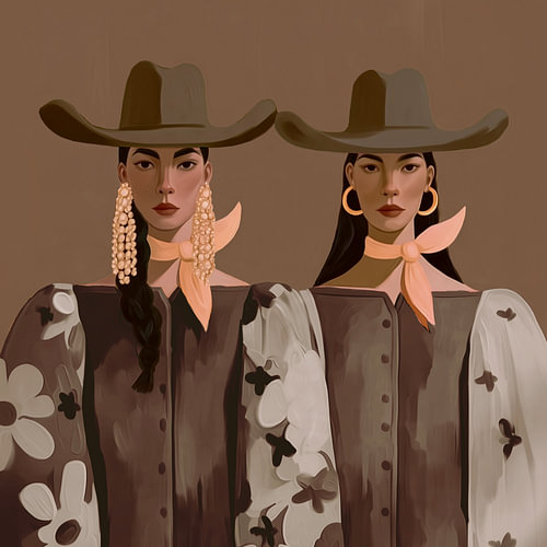 Two of a Kind in Brown – Brown Western cowgirl portrait